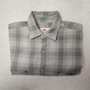 Foursquare Shirt Mens Medium Gray Plaid Button Up Long Sleeve‎ Studded Pockets